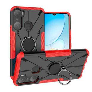 For Infinix Hot 12 Pro Armor Bear Shockproof PC + TPU Phone Case with Ring Holder(Red)
