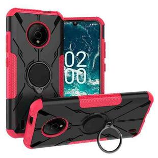 For Nokia C200 Armor Bear Shockproof PC + TPU Phone Case with Ring Holder(Rose Red)