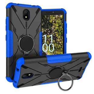 For Nokia C100 Armor Bear Shockproof PC + TPU Phone Case with Ring Holder(Blue)