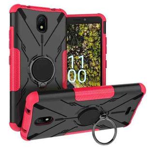 For Nokia C100 Armor Bear Shockproof PC + TPU Phone Case with Ring Holder(Rose Red)