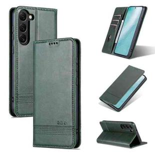 For Samsung Galaxy S23+ 5G AZNS Magnetic Calf Texture Flip Leather Phone Case(Dark Green)