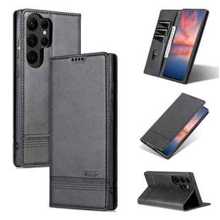 For Samsung Galaxy S23 Ultra 5G AZNS Magnetic Calf Texture Flip Leather Phone Case(Black)