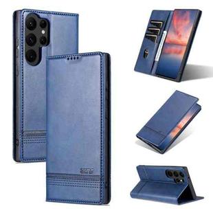 For Samsung Galaxy S23 Ultra 5G AZNS Magnetic Calf Texture Flip Leather Phone Case(Dark Blue)