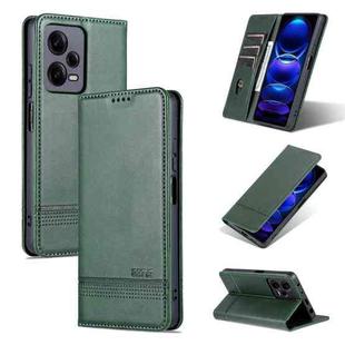 For Xiaomi Redmi Note 12 Pro 5G China / Note 12 Pro 5G+ China AZNS Magnetic Calf Texture Flip Leather Phone Case(Dark Green)