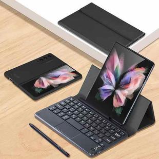 For Samsung Galaxy Z Fold3 GKK Magnetic Folding Bluetooth Keyboard Leather Case with Touchpad / Pen(Black)