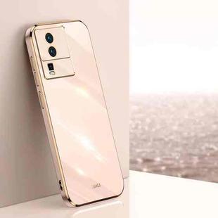 For vivo iQOO Neo7 XINLI Straight 6D Plating Gold Edge TPU Phone Case(Pink)