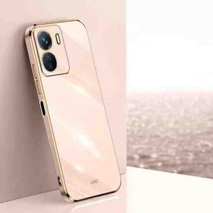For vivo iQOO Z6 XINLI Straight 6D Plating Gold Edge TPU Phone Case(Pink)