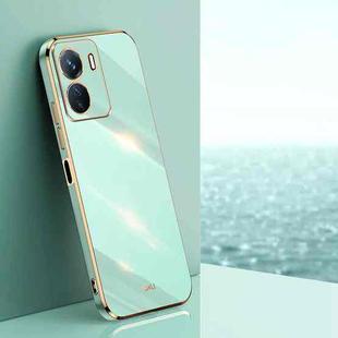 For vivo iQOO Z6 XINLI Straight 6D Plating Gold Edge TPU Phone Case(Mint Green)