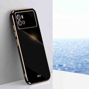 For vivo iQOO 9 XINLI Straight 6D Plating Gold Edge TPU Phone Case(Black)