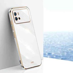 For vivo iQOO 9 XINLI Straight 6D Plating Gold Edge TPU Phone Case(White)