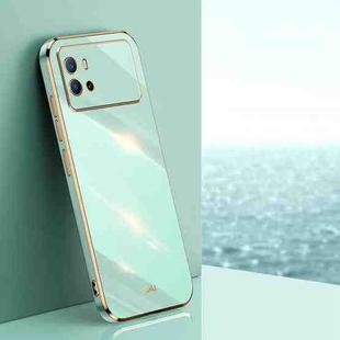 For vivo iQOO 9 XINLI Straight 6D Plating Gold Edge TPU Phone Case(Mint Green)