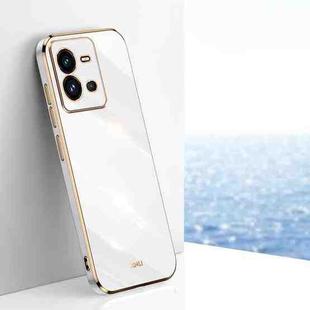 For vivo V25 XINLI Straight 6D Plating Gold Edge TPU Phone Case(White)