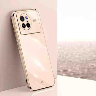 For vivo X80 XINLI Straight 6D Plating Gold Edge TPU Phone Case(Pink)