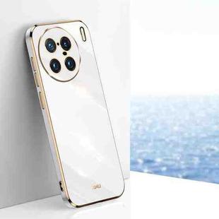 For vivo X90 Pro 5G XINLI Straight 6D Plating Gold Edge TPU Phone Case(White)