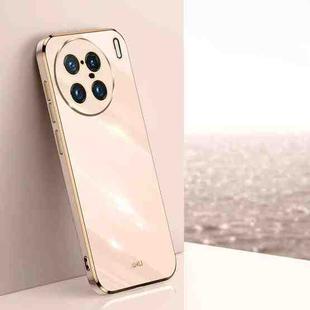 For vivo X90 Pro 5G XINLI Straight 6D Plating Gold Edge TPU Phone Case(Pink)