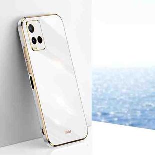For vivo Y32 4G XINLI Straight 6D Plating Gold Edge TPU Phone Case(White)