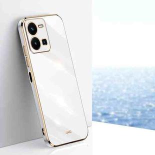 For vivo Y35 4G XINLI Straight 6D Plating Gold Edge TPU Phone Case(White)