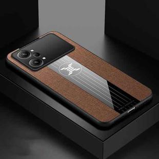 For OPPO K10 Pro XINLI Stitching Cloth Textue Shockproof TPU Phone Case(Brown)