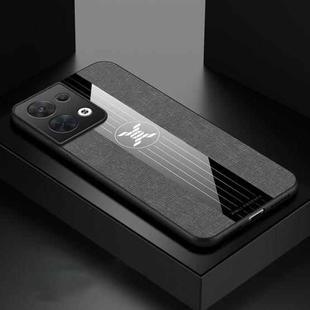 For OPPO Reno8 XINLI Stitching Cloth Textue Shockproof TPU Phone Case(Grey)