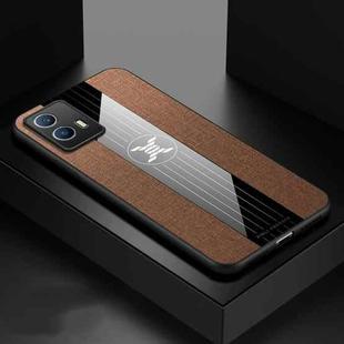 For vivo iQOO U5 XINLI Stitching Cloth Textue Shockproof TPU Phone Case(Brown)