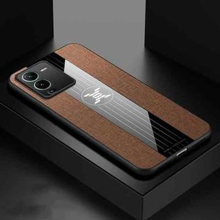 For vivo S15 XINLI Stitching Cloth Textue Shockproof TPU Phone Case(Brown)