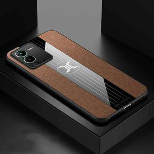 For vivo S15 Pro XINLI Stitching Cloth Textue Shockproof TPU Phone Case(Brown)