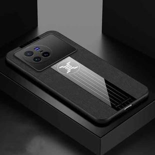 For vivo X80 XINLI Stitching Cloth Textue Shockproof TPU Phone Case(Black)