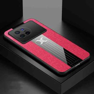 For vivo X80 XINLI Stitching Cloth Textue Shockproof TPU Phone Case(Red)