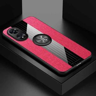 For OPPO A97 XINLI Stitching Cloth Textue TPU Phone Case with Ring Holder(Red)