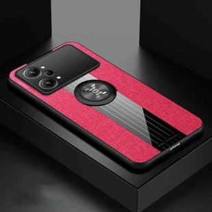For OPPO K10 Pro XINLI Stitching Cloth Textue TPU Phone Case with Ring Holder(Red)