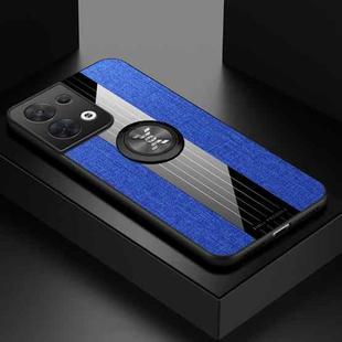 For OPPO Reno8 Pro+ XINLI Stitching Cloth Textue TPU Phone Case with Ring Holder(Blue)