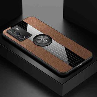 For vivo iQOO Neo5 S XINLI Stitching Cloth Textue TPU Phone Case with Ring Holder(Brown)