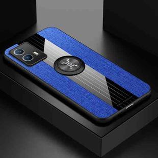 For vivo iQOO U5 XINLI Stitching Cloth Textue TPU Phone Case with Ring Holder(Blue)
