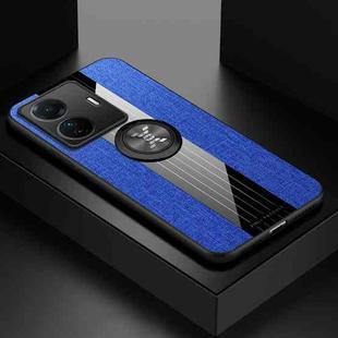 For vivo S15e XINLI Stitching Cloth Textue TPU Phone Case with Ring Holder(Blue)