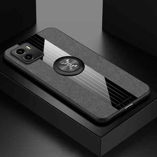 For vivo Y10 XINLI Stitching Cloth Textue TPU Phone Case with Ring Holder(Grey)