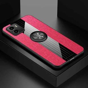 For vivo Y10 XINLI Stitching Cloth Textue TPU Phone Case with Ring Holder(Red)