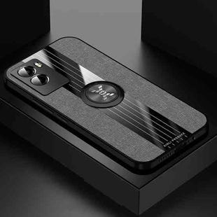 For vivo Y55s 5G XINLI Stitching Cloth Textue TPU Phone Case with Ring Holder(Grey)