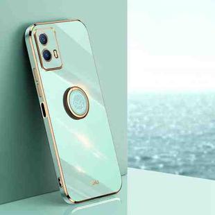 For vivo iQOO U5 XINLI Straight Edge 6D Electroplate TPU Phone Case with Ring Holder(Mint Green)