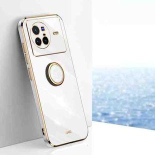 For vivo X80 XINLI Straight Edge 6D Electroplate TPU Phone Case with Ring Holder(White)