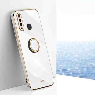 For vivo Z5x XINLI Straight Edge 6D Electroplate TPU Phone Case with Ring Holder(White)
