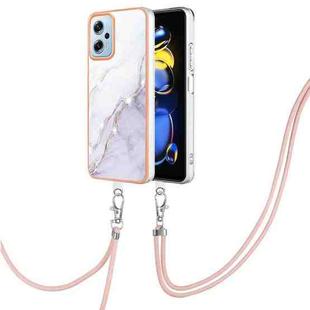 For Xiaomi Redmi Note 11T Pro / Note 11T Pro+ Electroplating Marble Dual-side IMD Phone Case with Lanyard(White 006)