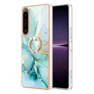 For Sony Xperia 1 IV Electroplating Marble IMD Phone Case with Ring Holder(Green 003)