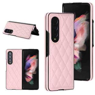 For Samsung Galaxy Z Fold4 Rhombic Microfiber Folding Phone Case(Pink)