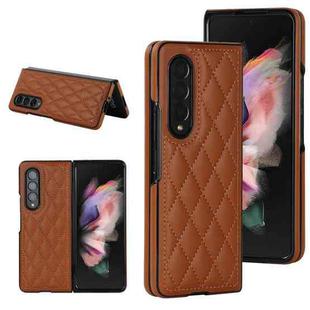 For Samsung Galaxy Z Fold4 Rhombic Microfiber Folding Phone Case(Brown)