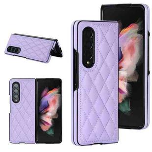 For Samsung Galaxy Z Fold3 Rhombic Microfiber Folding Phone Case(Purple)