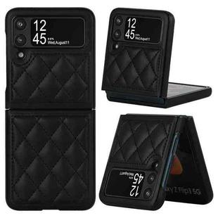 For Samsung Galaxy Z Flip4 Rhombic Microfiber Folding Phone Case(Black)