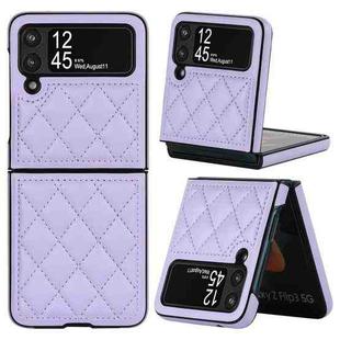 For Samsung Galaxy Z Flip4 Rhombic Microfiber Folding Phone Case(Purple)