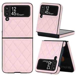 For Samsung Galaxy Z Flip4 Rhombic Microfiber Folding Phone Case(Pink)