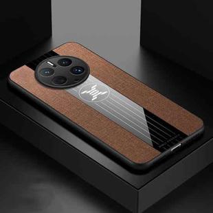 For Huawei Mate 50 Pro XINLI Stitching Cloth Textue Shockproof TPU Phone Case(Brown)