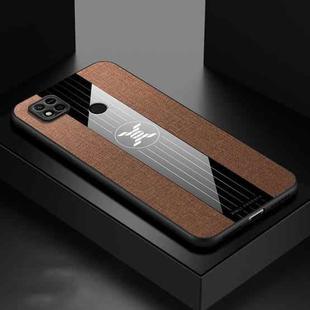 For Xiaomi Redmi 10A XINLI Stitching Cloth Textue Shockproof TPU Phone Case(Brown)